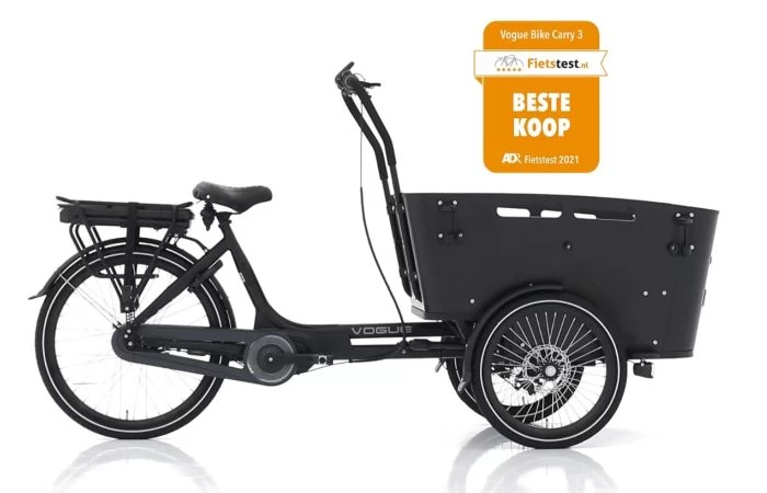 VOGUE Carry 3 Elektrische Bakfiets Zwart/Zwart 1 VOGUE Carry 3 Elektrische Bakfiets Zwart/Zwart