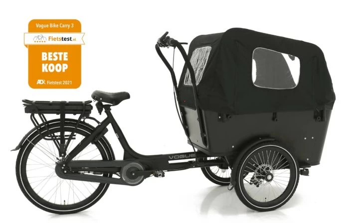 VOGUE Carry 3 Elektrische Bakfiets Zwart/Zwart 2 VOGUE Carry 3 Elektrische Bakfiets Zwart/Zwart - Afbeelding 2